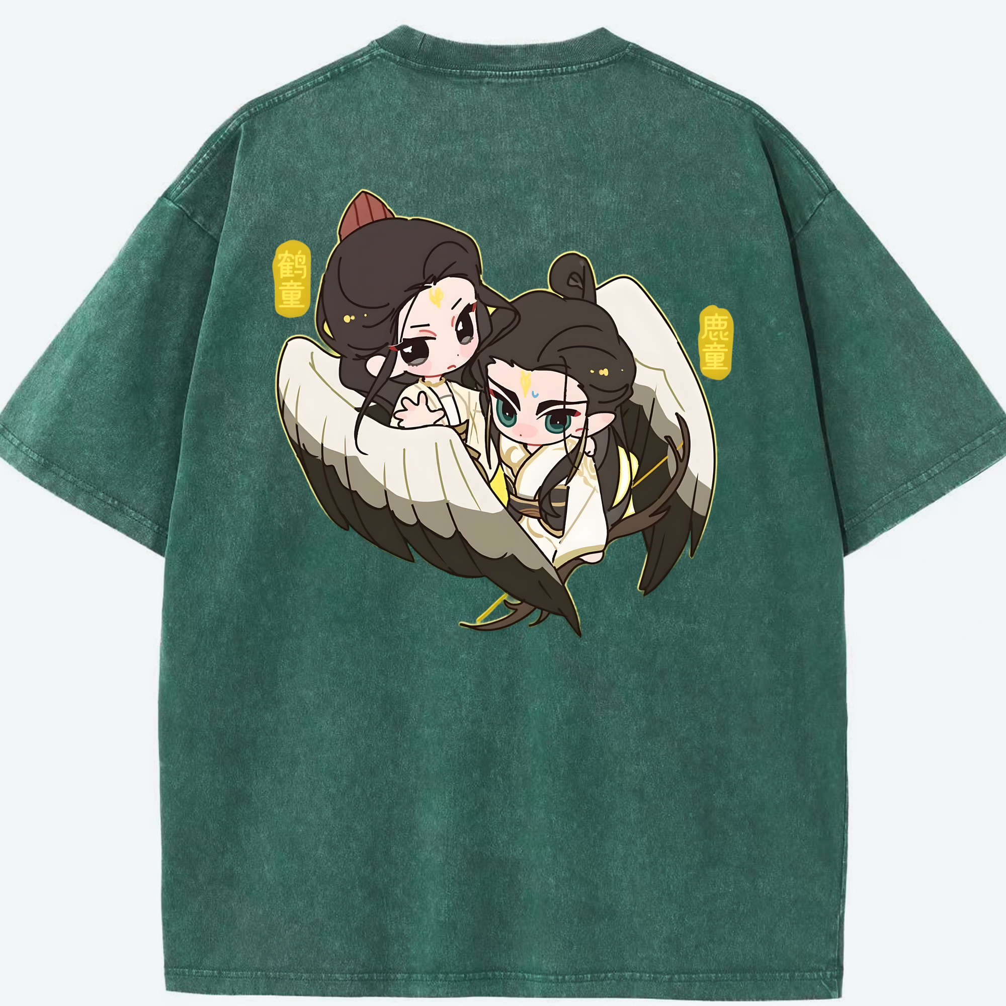 （画像用） Ne Zha 2 ナタ 魔童の大暴れ 綿100% ヴィンテージ風 半袖Tシャツ（背面プリント）